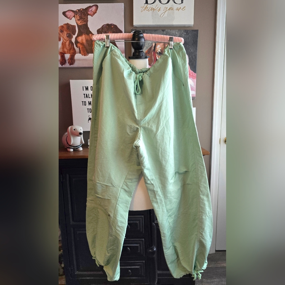 Free People Light Sage Green Wide-Leg Harem Pants